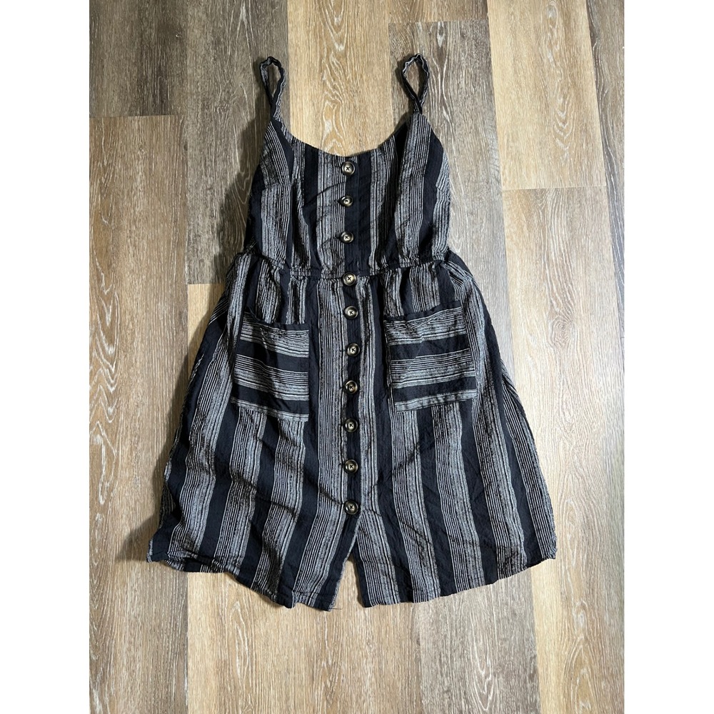 Betseys Boutique Shop‎ Black White Stripe Button Front Dress Womens XL
